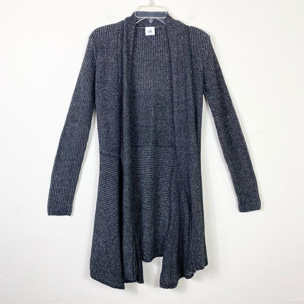 Cabi Black Marled Knitted Long Cloak Duster Cardigan Sweater Size M Style #3530